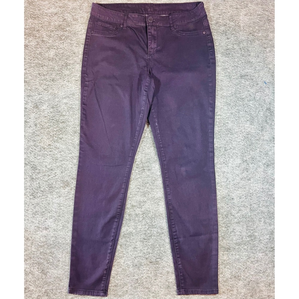 Maurices Jeans Women L Long Plum Purple Slim Fit Stretch Casual Chic Office - Picture 2 of 12